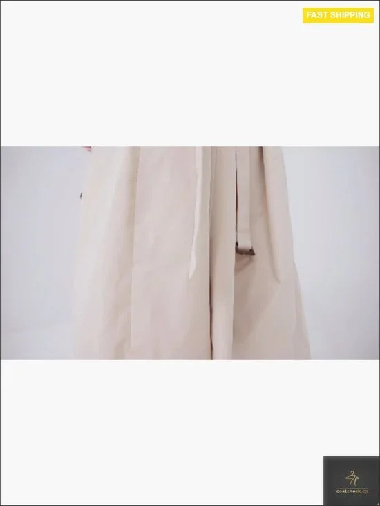 Oversized Double Breasted Trench Coat Classic Elegant Chic Belted Overcoat - Picture 7 of 7